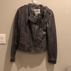 Gray Faux Leather Jacket